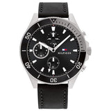 Tommy Hilfiger Men’s Quartz Black Leather Strap Black Dial 46mm Watch 1791984