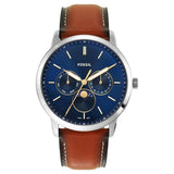 Fossil Men’s Quartz Brown Leather Strap Blue Dial 42mm Watch FS5903