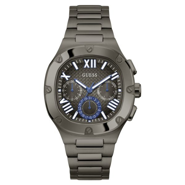 Guess Men’s Quartz Grey Stainless Steel Black Dial 42mm Watch GW0572G5 Hover Image