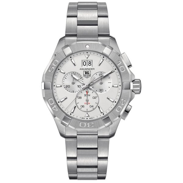 Tag Heuer Aquaracer Men’s Quartz Swiss Made Silver Stainless Steel Grey Dial 43mm Watch CAY1111.BA0927 Hover Image