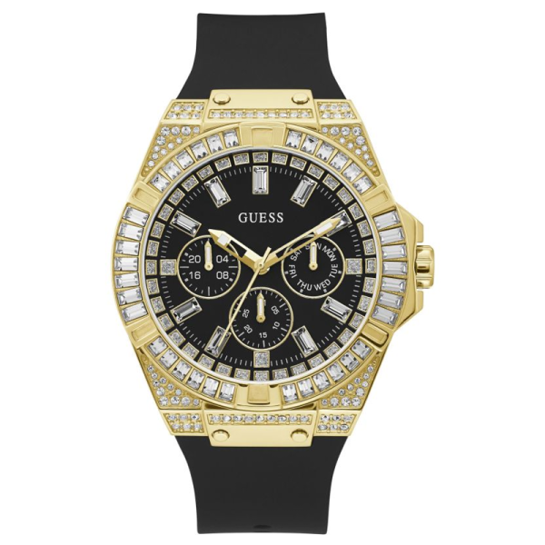 Guess Men’s Quartz Black Silicone Strap Black Dial 47mm Watch GW0208G2 Hover Image