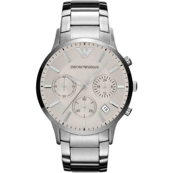 Emporio Armani Men’s Quartz Stainless Steel Cream Dial 43mm Watch AR2458 Hover Image