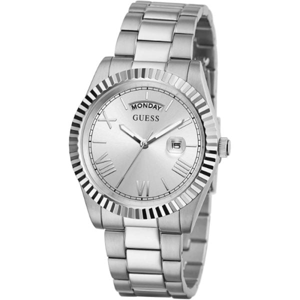 Guess Men’s Quartz Silver Stainless Steel Silver Dial 42mm Watch GW0265G6 Hover Image