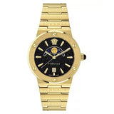 Versace Women’s Quartz Swiss Made Gold Stainless Steel Black Dial 38mm Watch VE7G00323