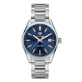 Tag Heuer Carrera Men’s Quartz Swiss Made Silver Stainless Steel Blue Dial 39mm Watch WAR1112.BA0601