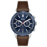 Hugo Boss Men’s Quartz Brown Leather Strap Blue Dial 44mm Watch 1513921
