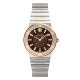 Versace Women’s Quartz Swiss Made Two Tone Stainless Steel Brown Dial 38mm Watch VEVH01220