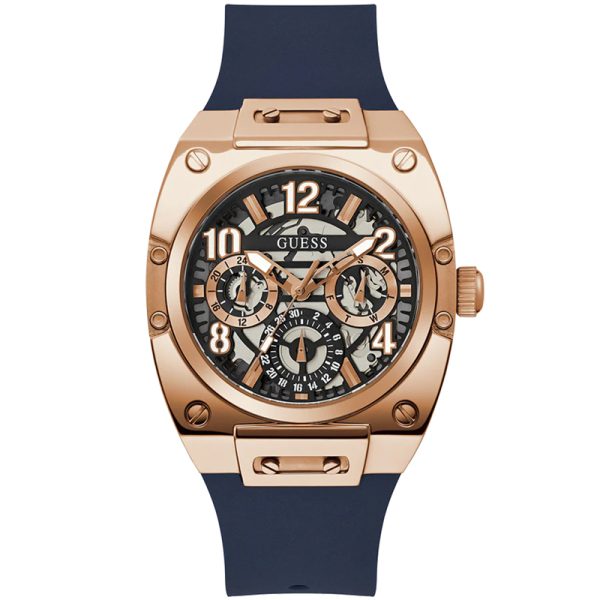Guess Men’s Quartz Blue Silicone Strap Black Dial 43mm Watch GW0569G3 Hover Image