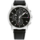 Tommy Hilfiger Men’s Quartz Black Leather Strap Black Dial 46mm Watch 1792052