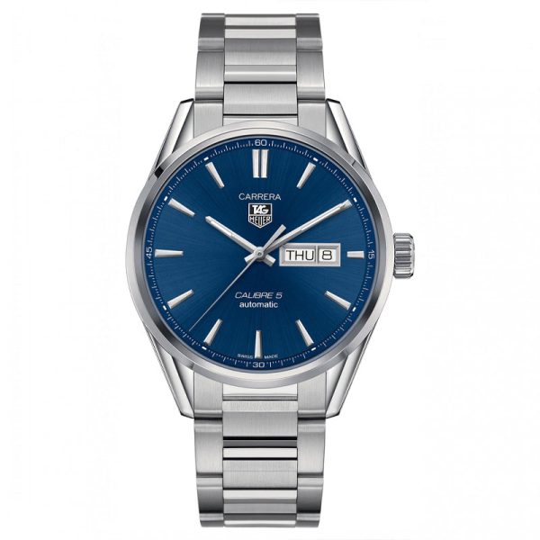 Tag Heuer Carrera Men’s Automatic Swiss Made Silver Stainless Steel Blue Dial 41mm Watch WAR201E.BA0723 Hover Image