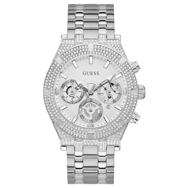 Guess Men’s Quartz Silver Stainless Steel Silver Dial 44mm Watch GW0455G1 Hover Image