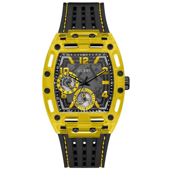Guess Men’s Quartz Black Silicone Strap Black Dial 42mm Watch GW0499G2 Hover Image