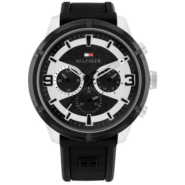 Tommy Hilfiger Men’s Quartz Black Silicone Strap Black Dial 50mm Watch 1792074 Hover Image