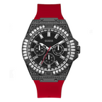 Guess Men’s Quartz Red Silicone Strap Black Dial 47mm Watch GW0208G6