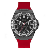 Guess Men’s Quartz Red Silicone Strap Black Dial 47mm Watch GW0208G6