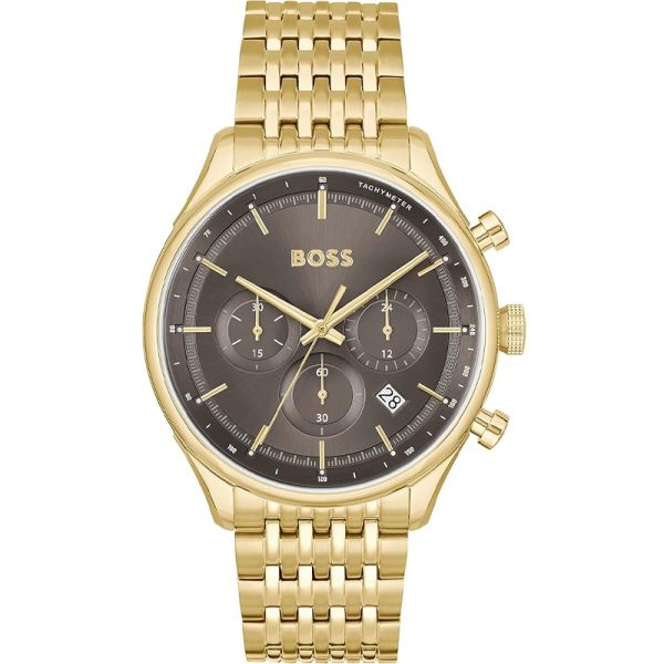 Hugo Boss Men’s Quartz Gold Stainless Steel Grey Dial 45mm Watch 1514051 Hover Image