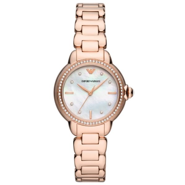 Emporio Armani Women’s Quartz Rose Gold Stainless Steel Mother Of Pearl Dial 32mm Watch AR11523 Hover Image