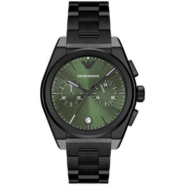 Emporio Armani Men’s Quartz Black Stainless Steel Green Dial 43mm Watch AR11562 Hover Image