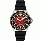 Emporio Armani Men’s Automatic Black Silicone Strap Red Dial 43mm Watch AR60070