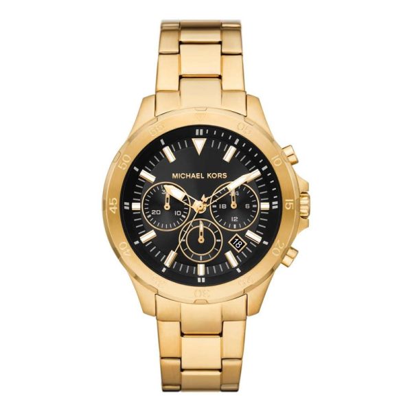 Michael Kors Men’s Quartz Gold Stainless Steel Black Dial 43mm Watch MK9108 Hover Image