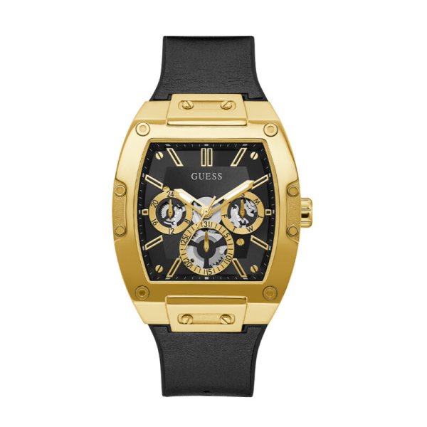 Guess Men’s Quartz Black Silicone & Leather Strap Black Dial 43mm Watch GW0202G1 Hover Image