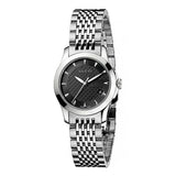 Gucci Women’s Swiss Made Quartz Silver Stainless Steel Black Dial 27mm Watch YA126502