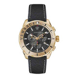 Versace Men’s Quartz Swiss Made Black Leather Strap Black Dial 48mm Watch VERG00318