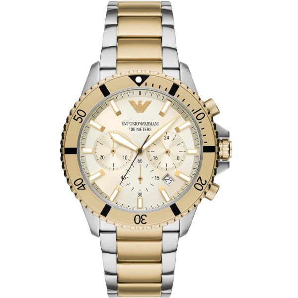 Emporio Armani Men’s Quartz Two-tone Stainless Steel Beige Dial 43mm Watch AR11606 Hover Image