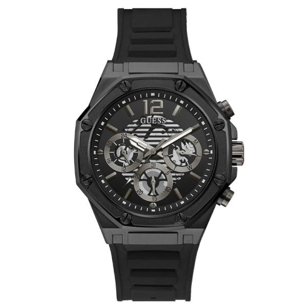 Guess Men’s Quartz Black Silicone Strap Black Dial 44mm Watch GW0263G4