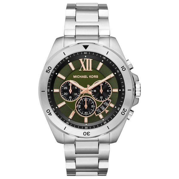 Michael Kors Men’s Quartz Silver Stainless Steel Green Dial 45mm Watch MK8984 Hover Image