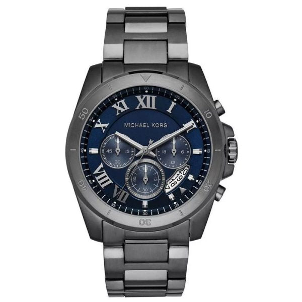 Michael Kors Men’s Quartz Grey Stainless Steel Blue Dial 44mm Watch MK8582 Hover Image