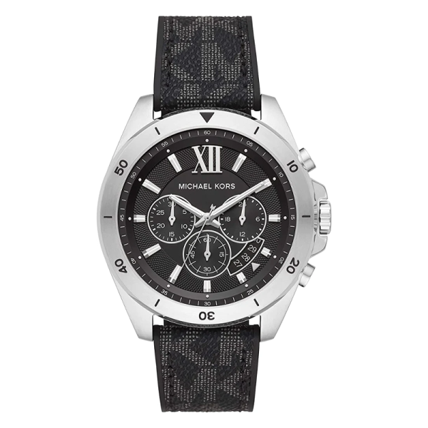 Michael Kors Men’s Quartz Black Silicone & Leather Strap Black Dial 45mm Watch MK8850 Hover Image