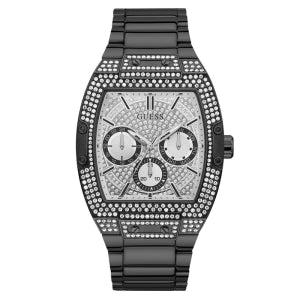 Guess Men’s Quartz Black Stainless Steel Silver Dial 43mm Watch GW0094G3 Hover Image