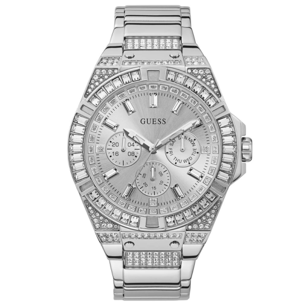 Guess Men’s Quartz Silver Stainless Steel Silver Dial 47mm Watch GW0209G1 Hover Image