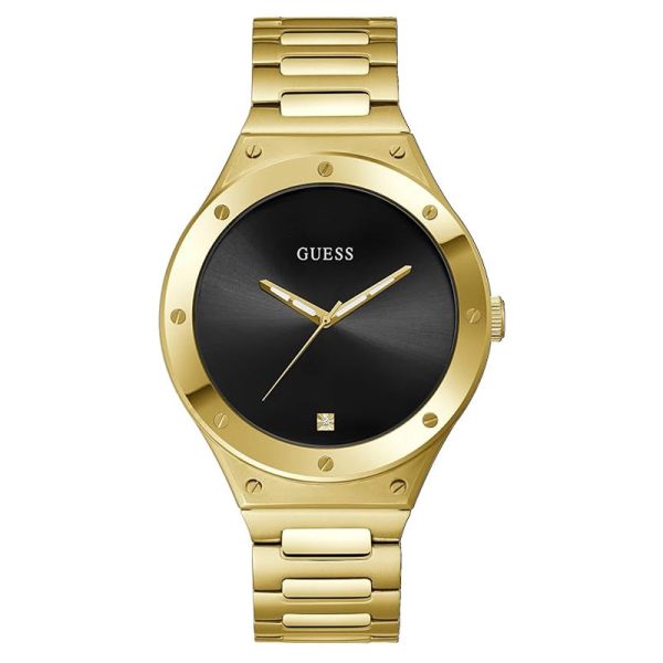 Guess Men’s Quartz Gold Stainless Steel Black Dial 44mm Watch GW0427G2 Hover Image