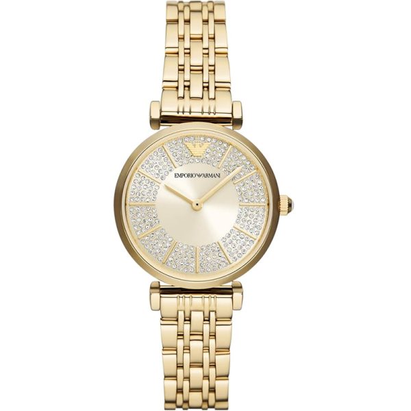 Emporio Armani Women’s Quartz Gold Stainless Steel Beige Dial 32mm Watch AR11608 Hover Image