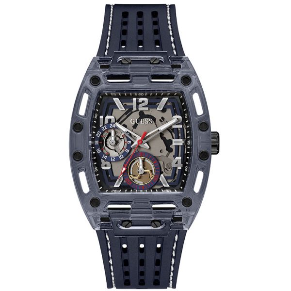Guess Men’s Quartz Navy Blue Silicone Strap Navy Blue Dial 44mm Watch GW0499G1 Hover Image