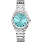Guess Women’s Quartz Silver Stainless Steel Turquoise Color Dial 36mm Watch GW0033L7