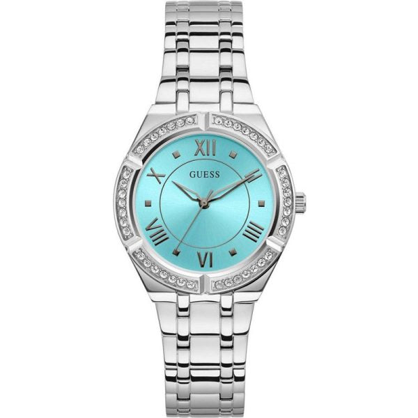 Guess Women’s Quartz Silver Stainless Steel Turquoise Color Dial 36mm Watch GW0033L7 Hover Image
