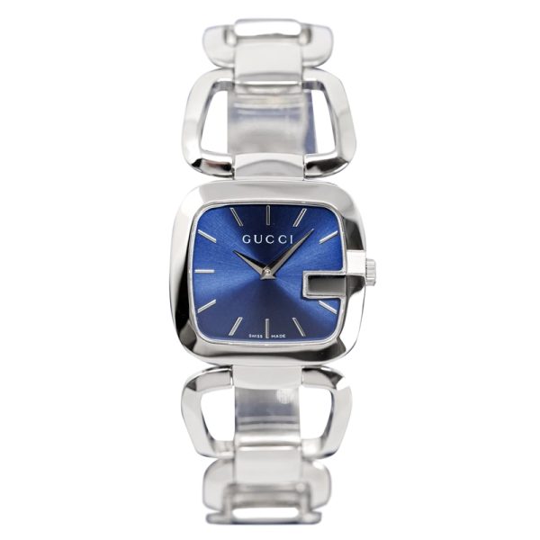 Gucci Women’s Swiss Made Quartz Silver Stainless Steel Blue Dial 25mm Watch YA125405 Hover Image