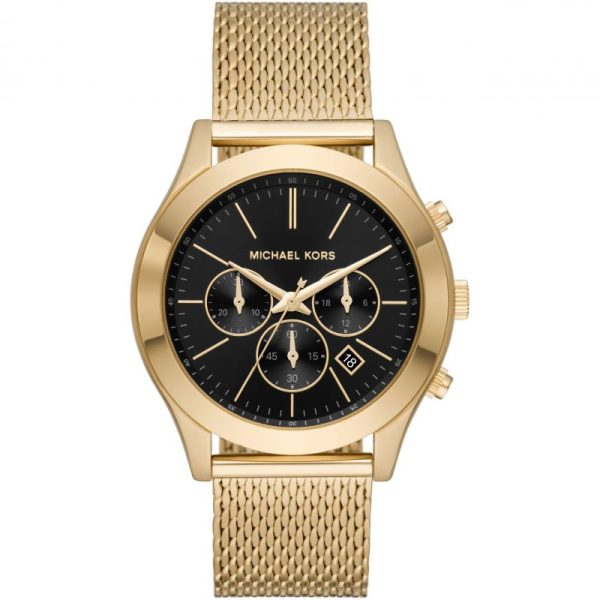 Michael Kors Men’s Quartz Gold Stainless Steel Black Dial 44mm Watch MK9057 Hover Image