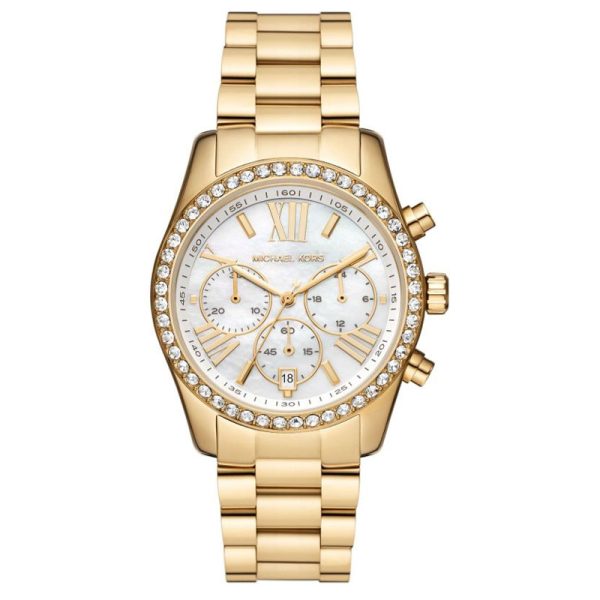 Michael Kors Women’s Quartz Gold Stainless Steel Mother Of Pearl Dial 38mm Watch MK7241