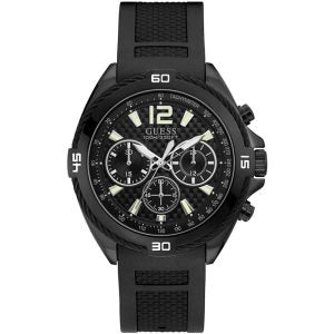 Guess Men’s Quartz Black Silicone Strap Black Dial 44mm Watch W1168G2 Hover Image