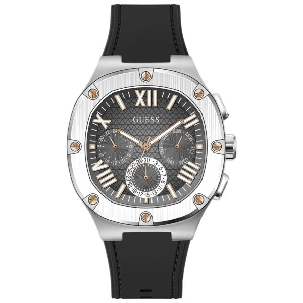 Guess Men’s Quartz Black Silicone Strap Grey Dial 42mm Watch GW0571G1 Hover Image