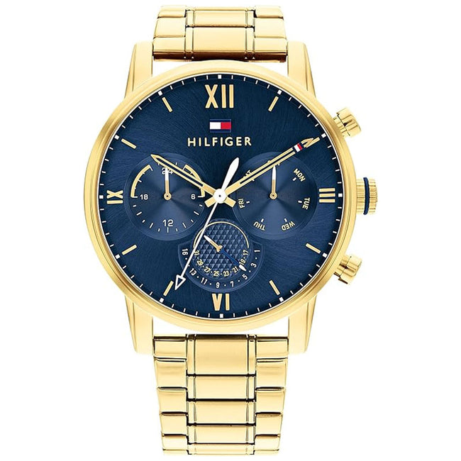 Tommy Hilfiger Men’s Quartz Gold Stainless Steel Blue Dial 44mm Watch 1791880 Hover Image