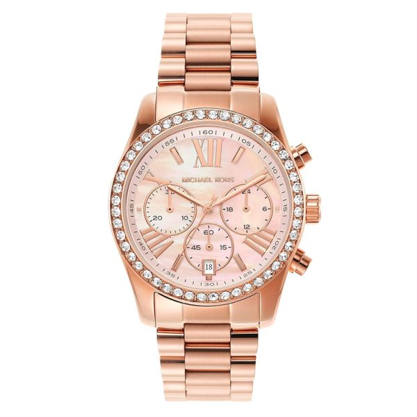 Michael Kors Women’s Quartz Rose Gold Stainless Steel Pink Mother Of Pearl Dial 38mm Watch MK7242