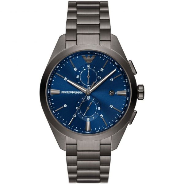 Emporio Armani Men’s Quartz Grey Stainless Steel Blue Dial 42mm Watch AR11481 Hover Image