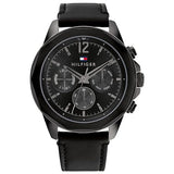 Tommy Hilfiger Men’s Quartz Black Leather Strap Black Dial 46mm Watch 1792062