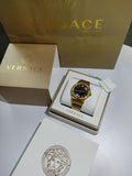 Versace Women’s Quartz Swiss Made Gold Stainless Steel Black Dial 38mm Watch VEVH00820