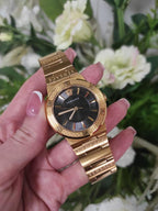 Versace Women’s Quartz Swiss Made Gold Stainless Steel Black Dial 38mm Watch VEVH00820